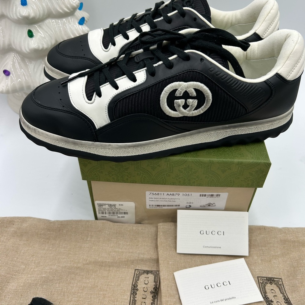 Men's Gucci  Mac 80 Leather distressed low top sneakers size 10.5 made in Italy - Picture 2 of 11